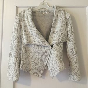 Moth Brocade Knit Moto Zip Jacket